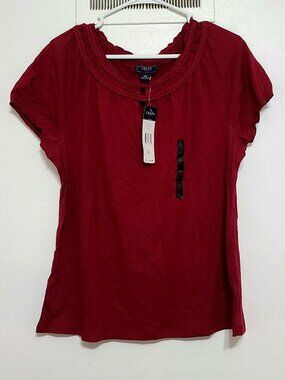 Red Cotton Short Sleeve Top